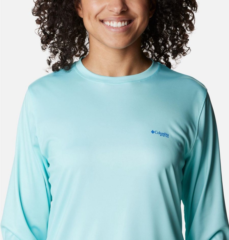 Blue Women's Columbia Tidal PFG Fish Flag Long Sleeve T-Shirt | OBNIJ-8746