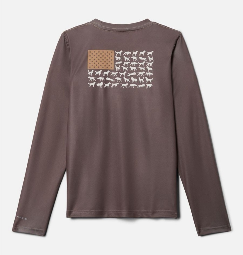 Brown Kids' Columbia PHG Terminal Shot Game Flag Long Sleeve T-Shirt | LYJTP-3841