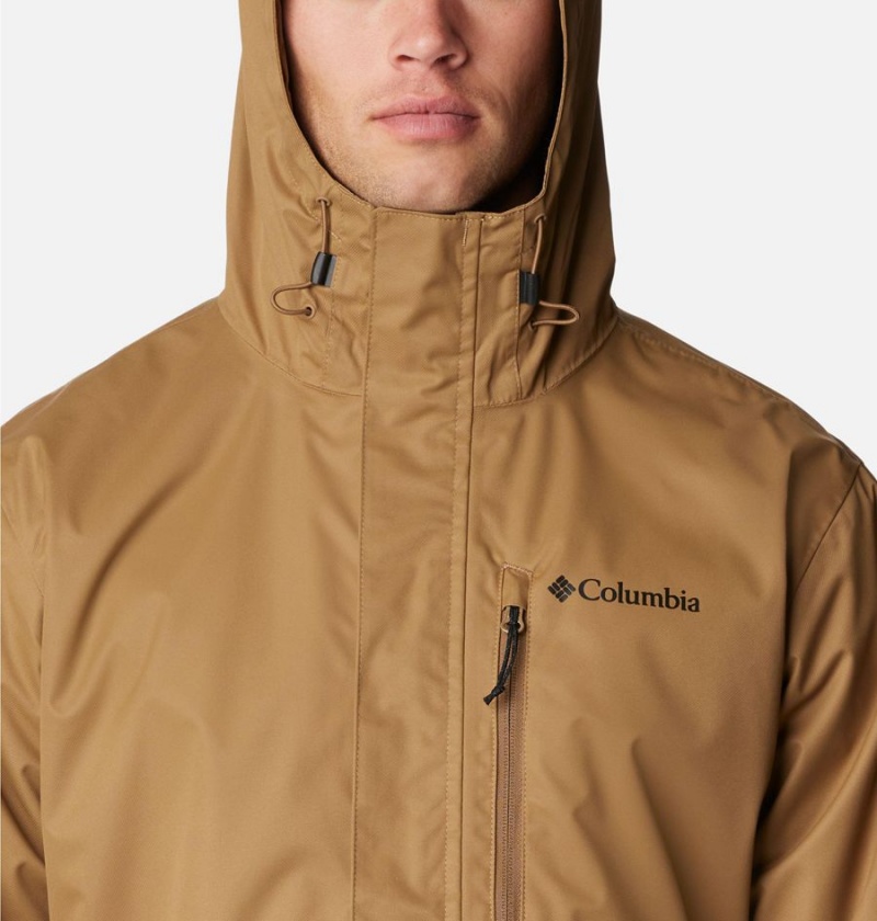 Brown Men's Columbia Hikebound Rain Jacket | GTPBQ-7349