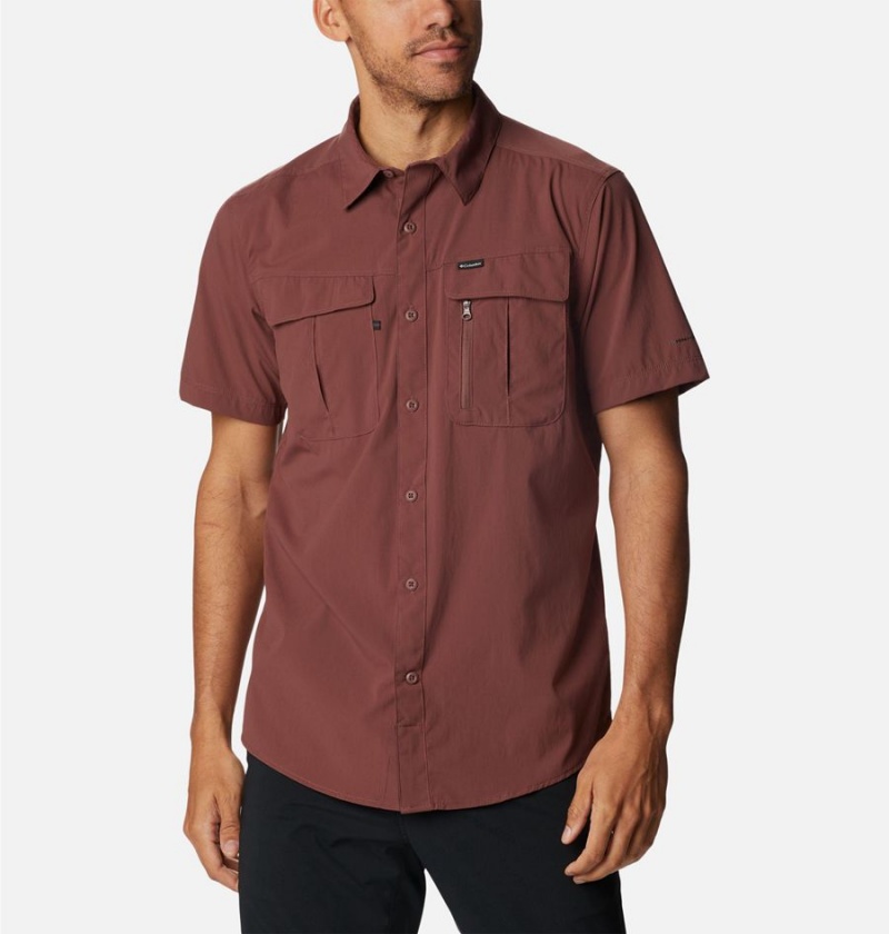 Brown Men\'s Columbia Newton Ridge II Short Sleeve Shirt | FNCVL-8136