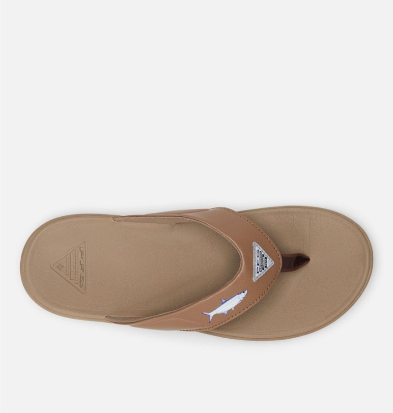 Brown Men's Columbia PFG Fish Flip II Sandals | TGJZM-7512