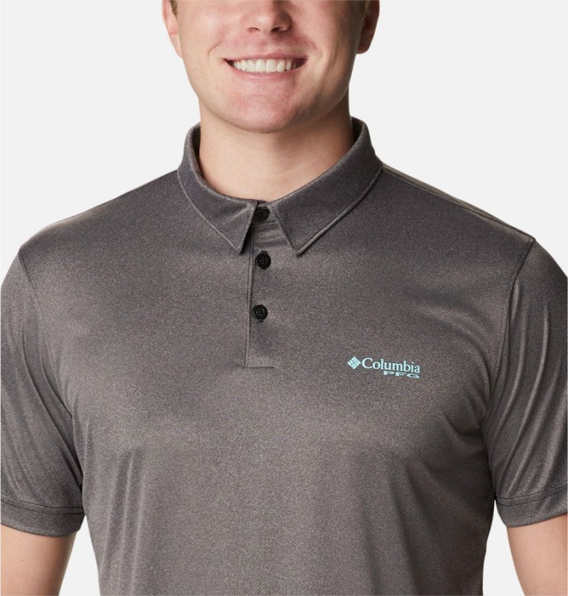 Brown Men's Columbia PFG Terminal Tackle Heather Polo Shirt | GTVAU-3127