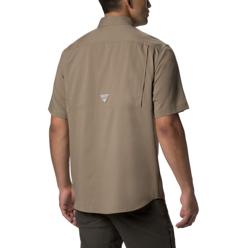 Brown Men's Columbia PHG Bucktail Short Sleeve Woven Shirt | HYAZO-4598