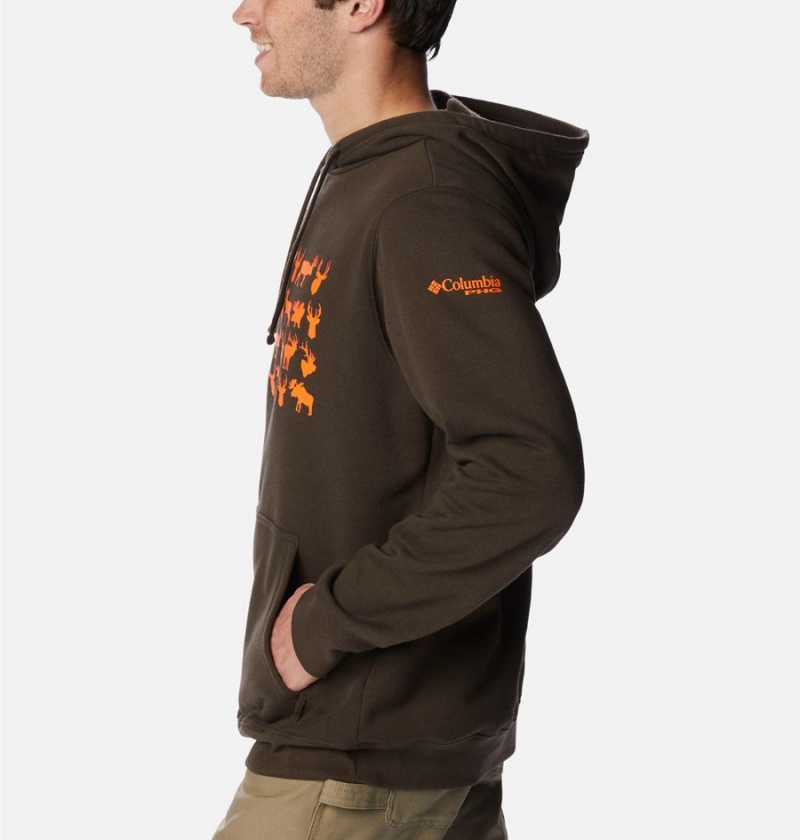 Brown Men's Columbia PHG Game Flag II Hoodie | NMDCP-7049