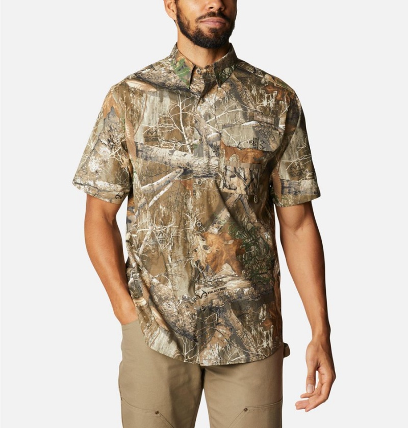 Brown Men\'s Columbia PHG Super Sharptail Short Sleeve Shirt | XFKLO-4590