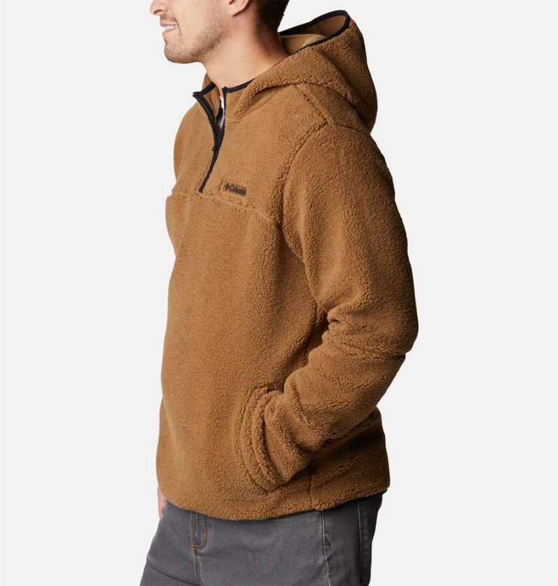 Brown Men's Columbia Rugged Ridge III Sherpa Pullover Hoodie | NTFMC-6547