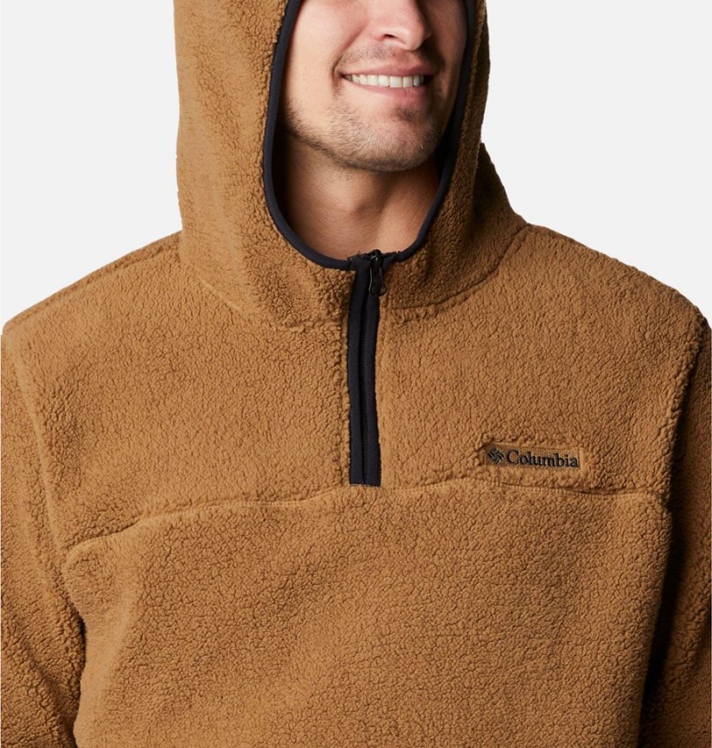 Brown Men's Columbia Rugged Ridge III Sherpa Pullover Hoodie | NTFMC-6547