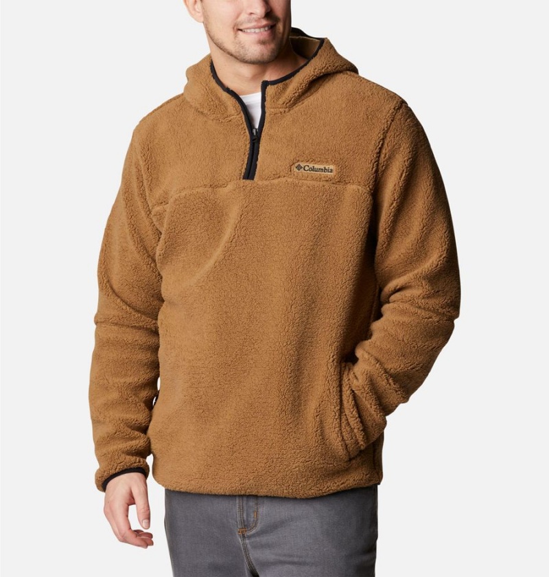 Brown Men's Columbia Rugged Ridge III Sherpa Pullover Hoodie | NTFMC-6547