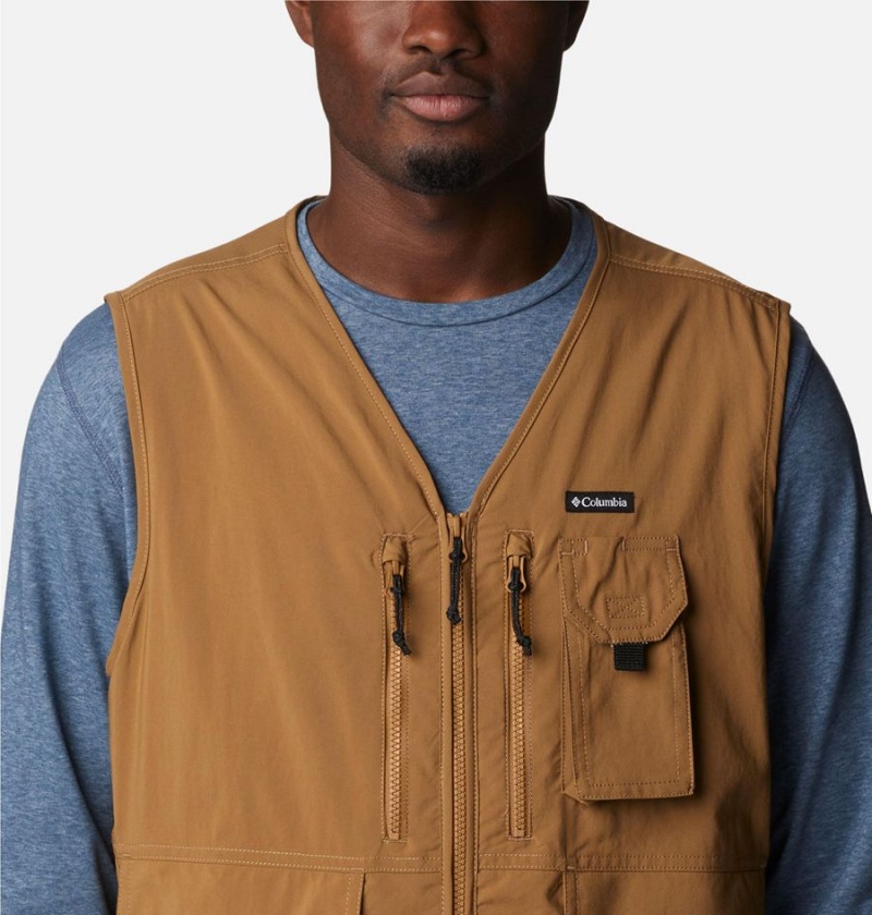 Brown Men's Columbia Silver Ridge Utility Vest | ZDSYF-5408