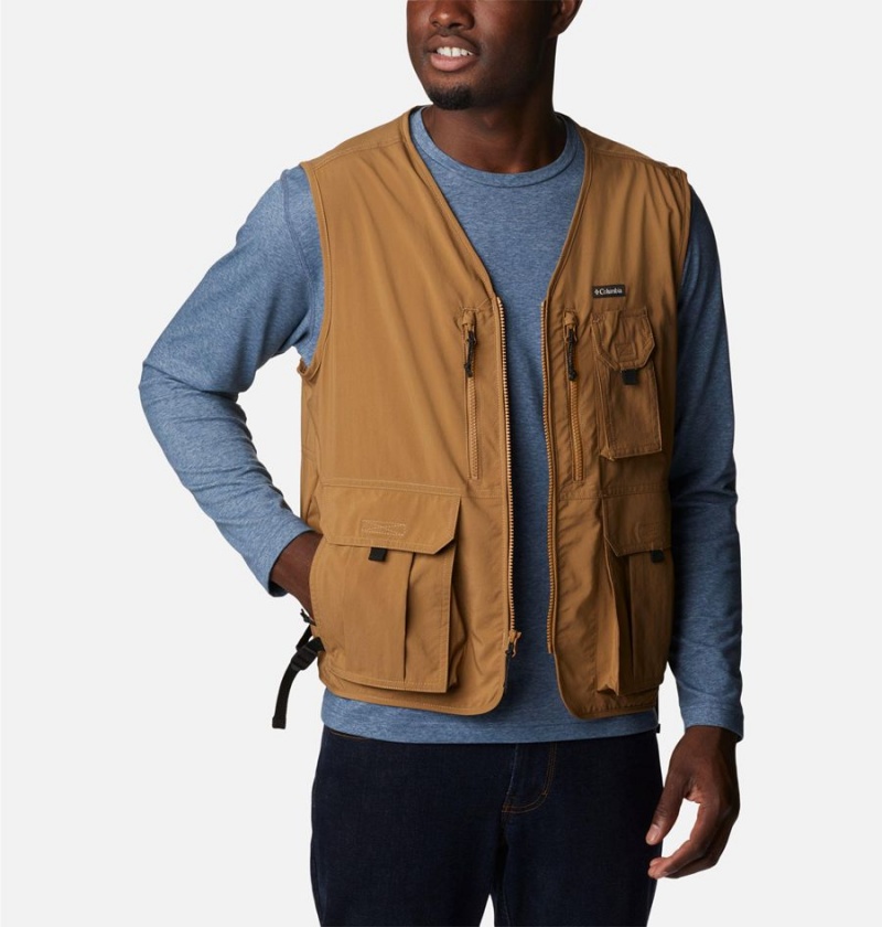 Brown Men's Columbia Silver Ridge Utility Vest | ZDSYF-5408