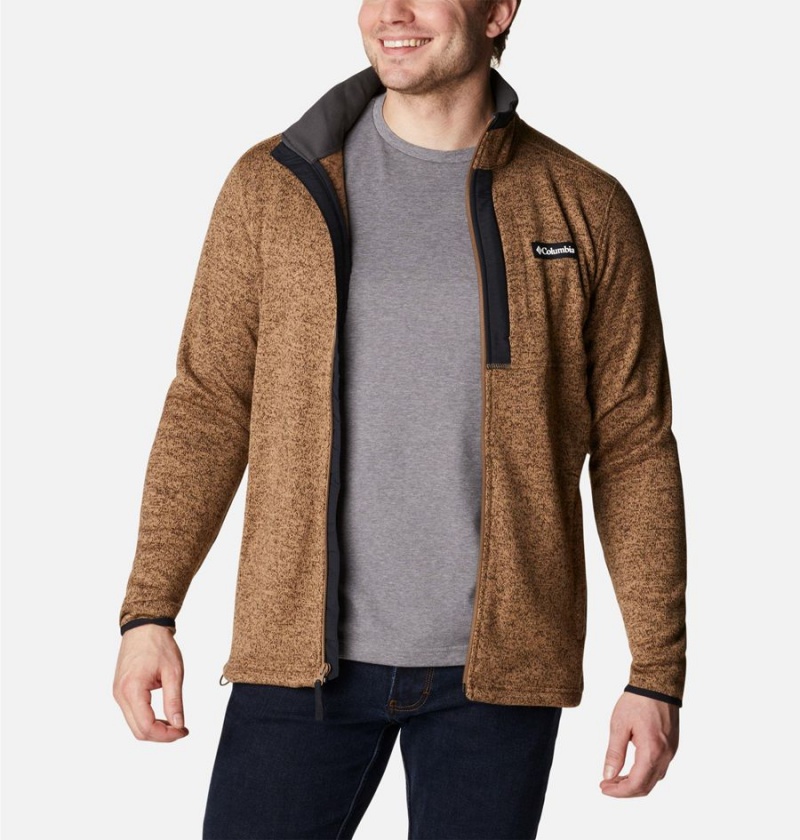 Brown Men's Columbia Sweater Weather Full Zip Fleece Jacket | HFWMA-5708