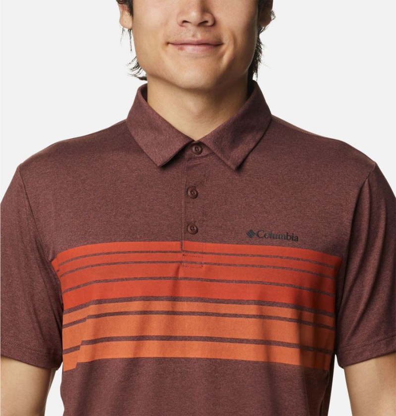 Brown Men's Columbia Tech Trail Novelty Polo Shirt | USKQB-1397