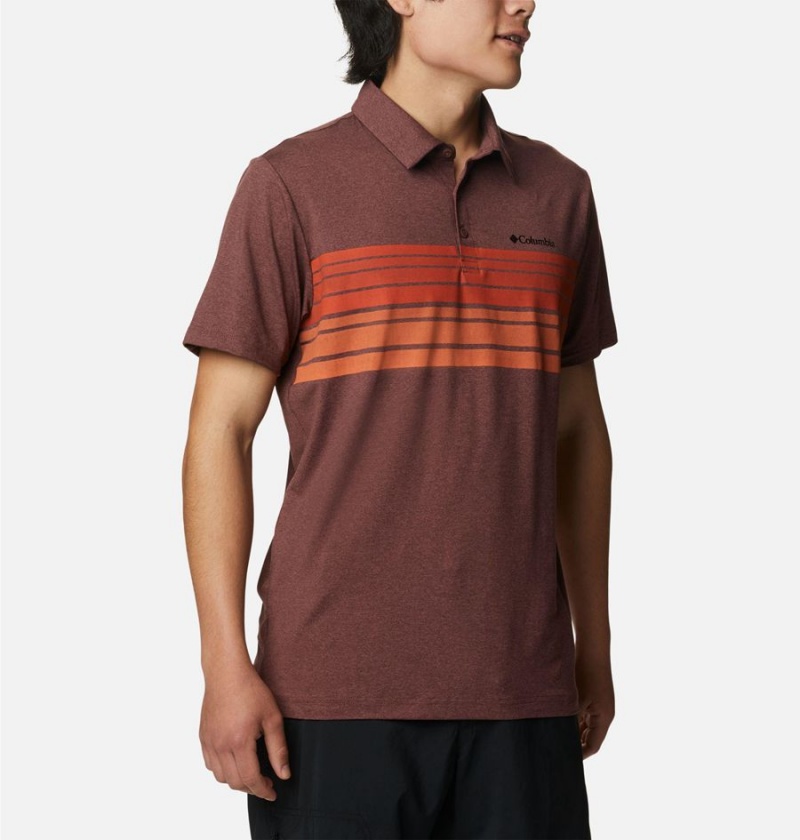 Brown Men's Columbia Tech Trail Novelty Polo Shirt | USKQB-1397