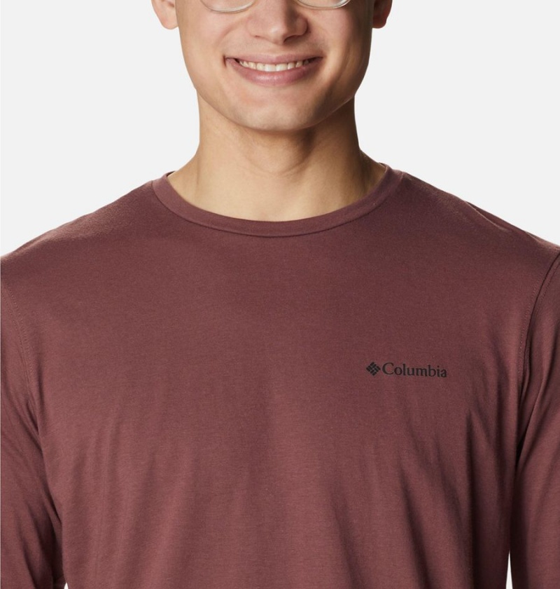 Brown Men's Columbia Thistletown Hills Long Sleeve Logo T-Shirt | IRWOL-9058