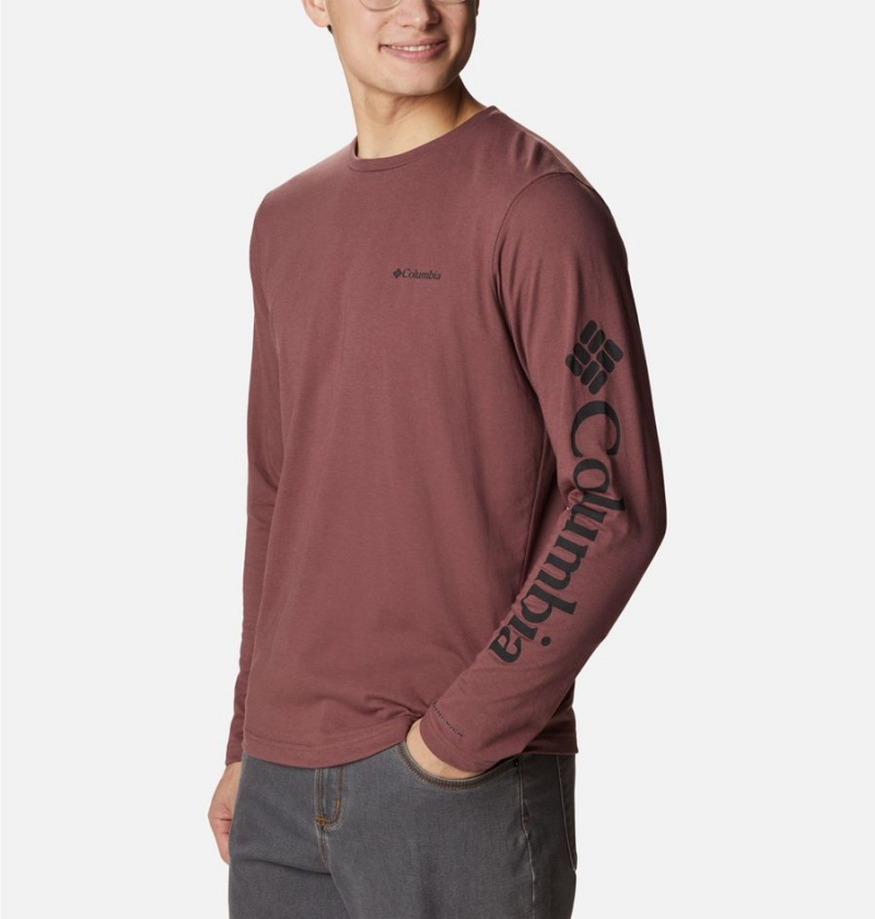 Brown Men's Columbia Thistletown Hills Long Sleeve Logo T-Shirt | IRWOL-9058