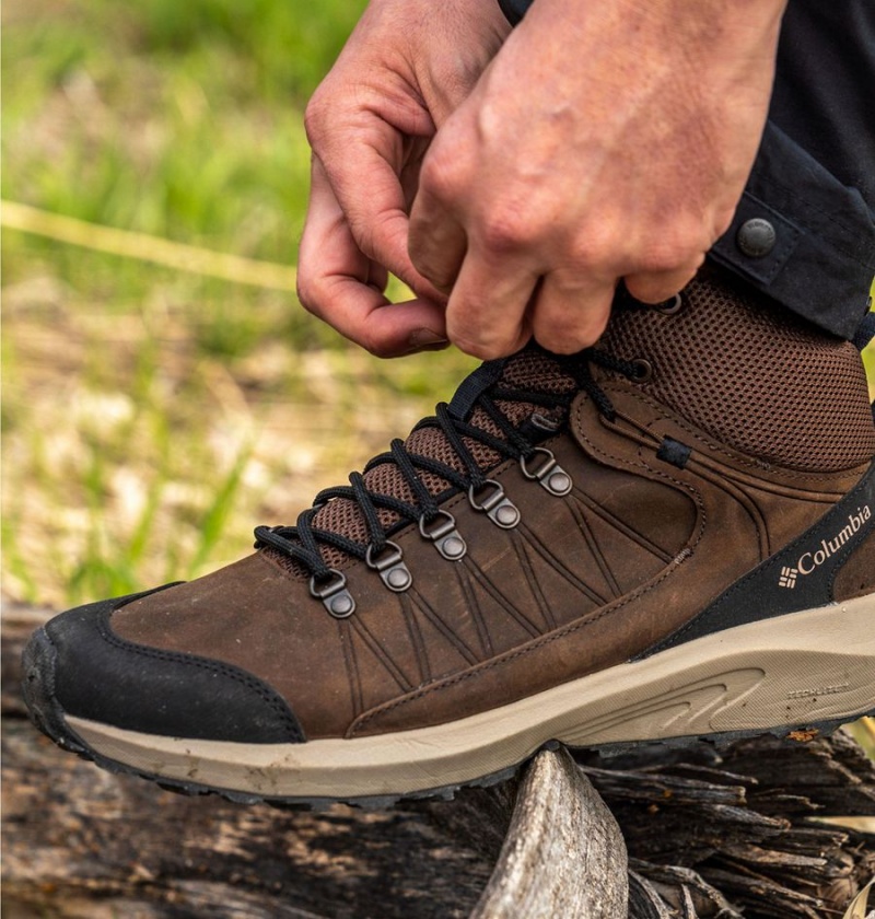 Brown Men's Columbia Trailstorm Crest Mid Waterproof Hiking Shoes | LNBMD-2904