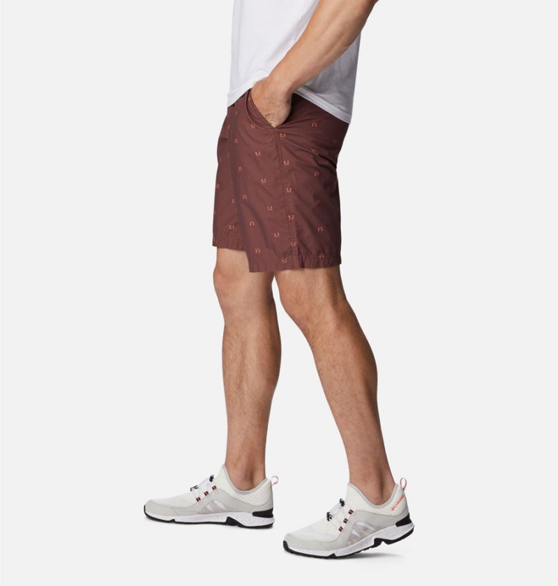 Brown Men's Columbia Washed Out Printed Shorts | FBXZM-9410