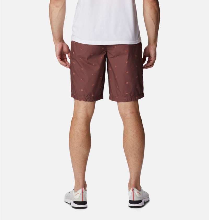 Brown Men's Columbia Washed Out Printed Shorts | FBXZM-9410