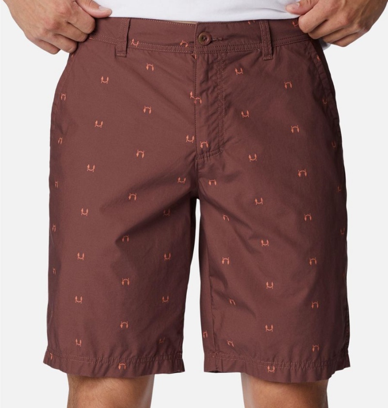 Brown Men's Columbia Washed Out Printed Shorts | FBXZM-9410