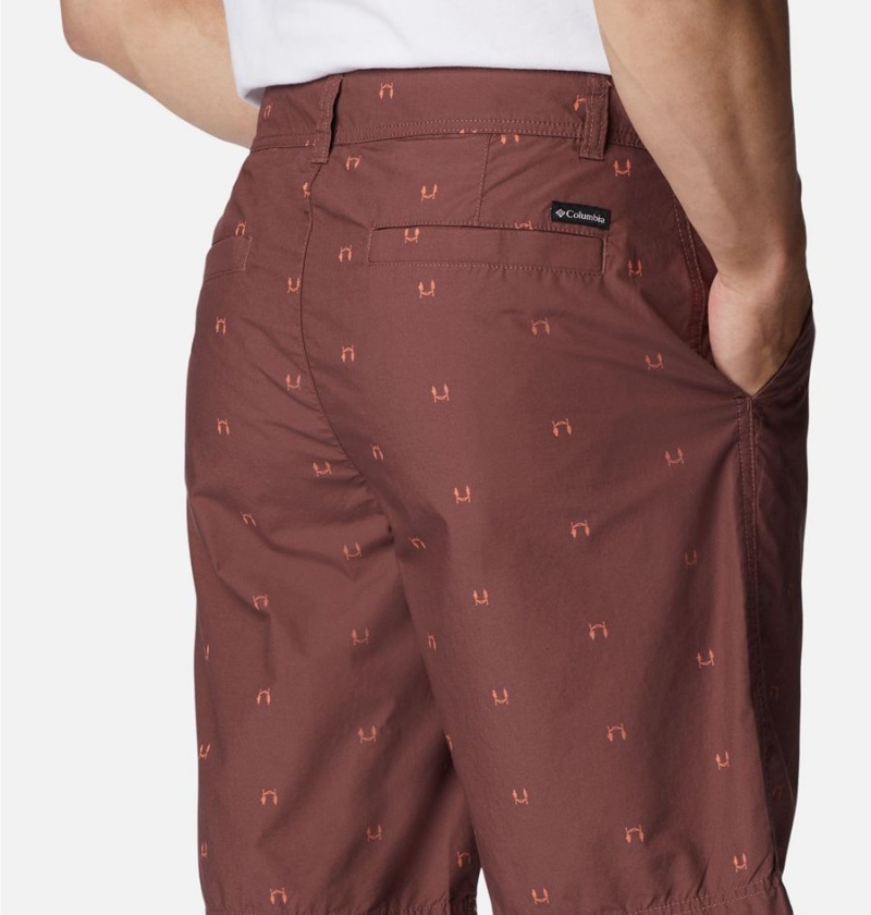 Brown Men's Columbia Washed Out Printed Shorts | FBXZM-9410