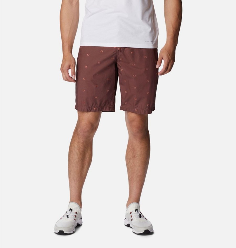 Brown Men\'s Columbia Washed Out Printed Shorts | FBXZM-9410