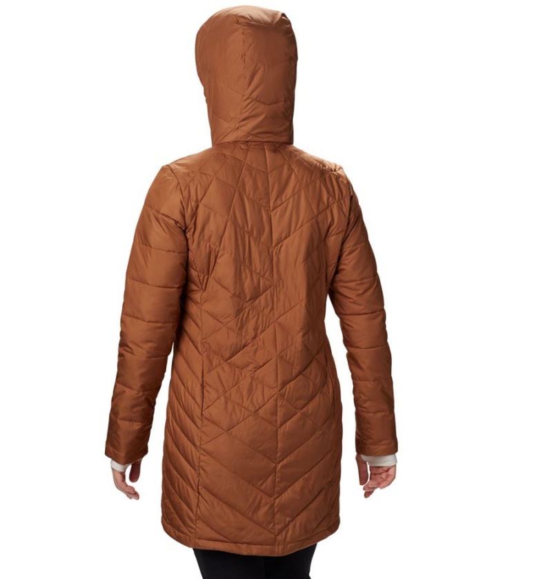 Brown Women's Columbia Heavenly Long Hooded Puffer Jacket | XYWJM-4675