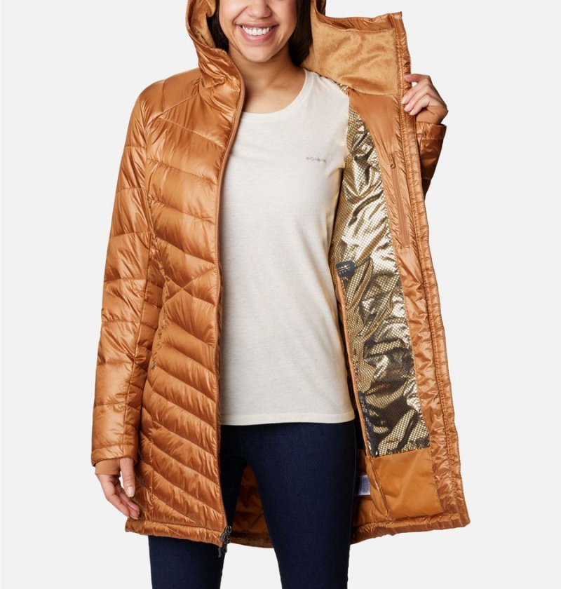 Brown Women's Columbia Joy Peak Mid Insulated Hooded Puffer Jacket | RHBEV-9257