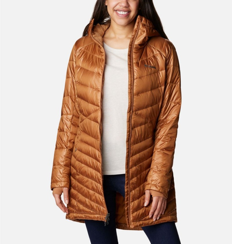 Brown Women's Columbia Joy Peak Mid Insulated Hooded Puffer Jacket | RHBEV-9257