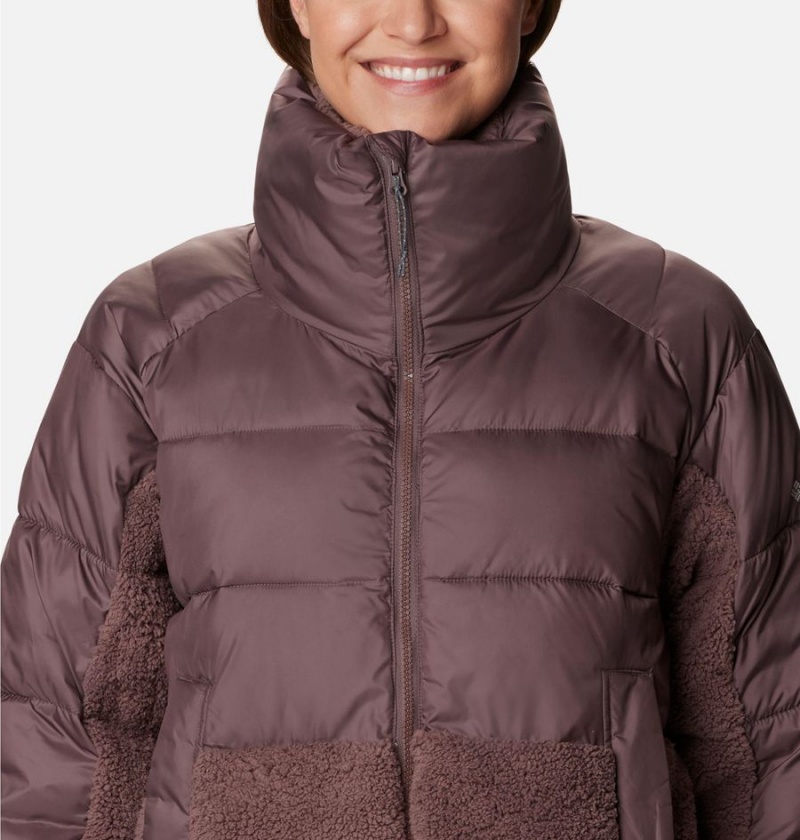 Brown Women's Columbia Leadbetter Point Long Puffer Jacket | EJIVN-5863