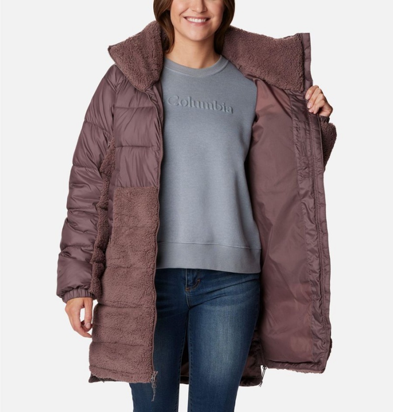 Brown Women's Columbia Leadbetter Point Long Puffer Jacket | EJIVN-5863