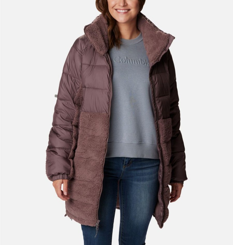 Brown Women's Columbia Leadbetter Point Long Puffer Jacket | EJIVN-5863