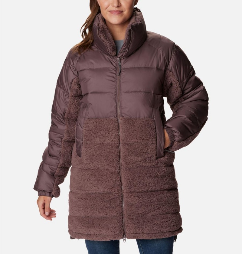 Brown Women\'s Columbia Leadbetter Point Long Puffer Jacket | EJIVN-5863