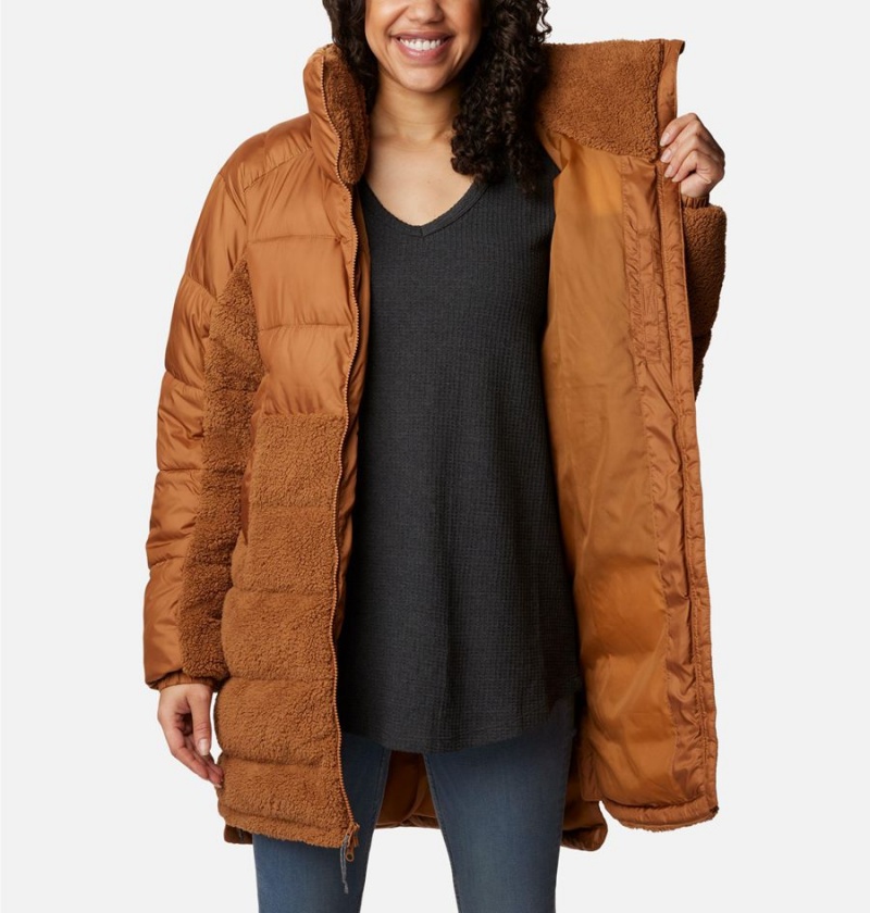 Brown Women's Columbia Leadbetter Point Long Puffer Jacket | RQTPC-6251