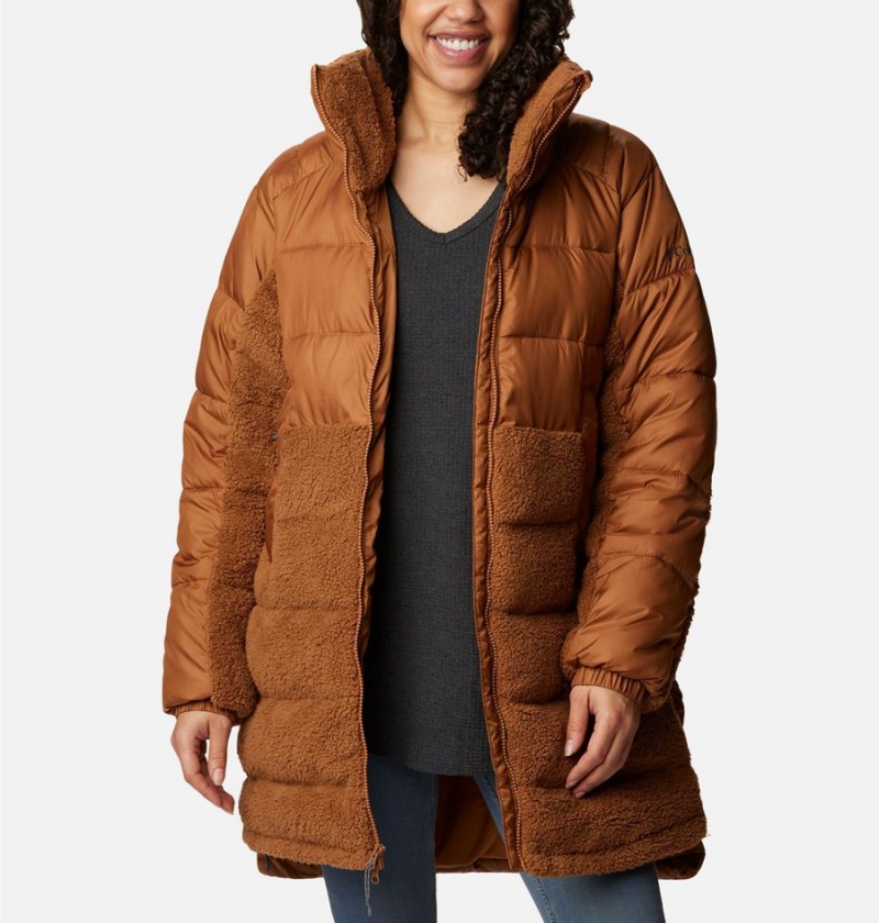 Brown Women's Columbia Leadbetter Point Long Puffer Jacket | RQTPC-6251