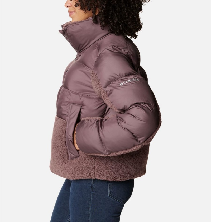 Brown Women's Columbia Leadbetter Point Sherpa Hybrid Puffer Jacket | MIADN-7341