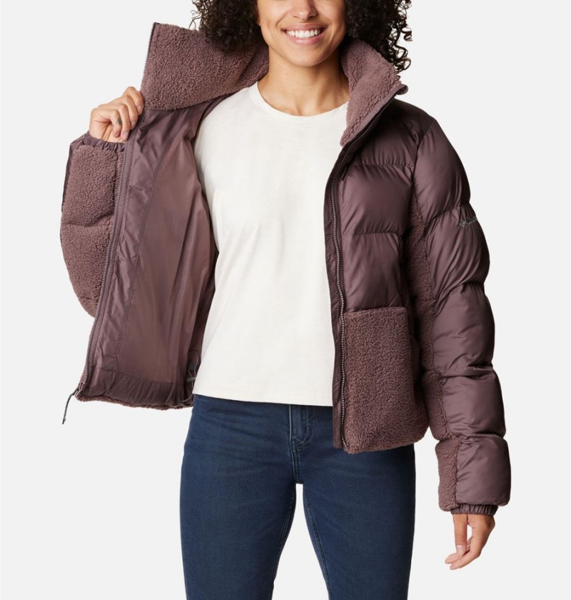 Brown Women's Columbia Leadbetter Point Sherpa Hybrid Puffer Jacket | MIADN-7341