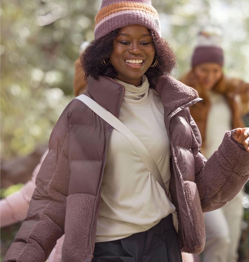 Brown Women's Columbia Leadbetter Point Sherpa Hybrid Puffer Jacket | MIADN-7341