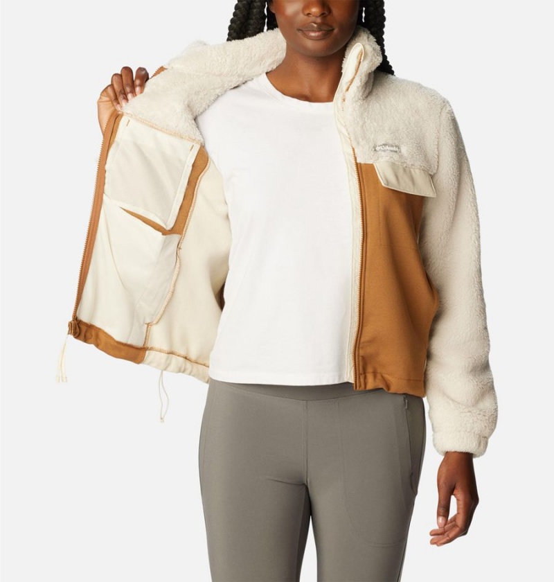 Brown Women's Columbia Lodge Hybrid Sherpa Full Zip Fleece Jacket | TXZAP-3765