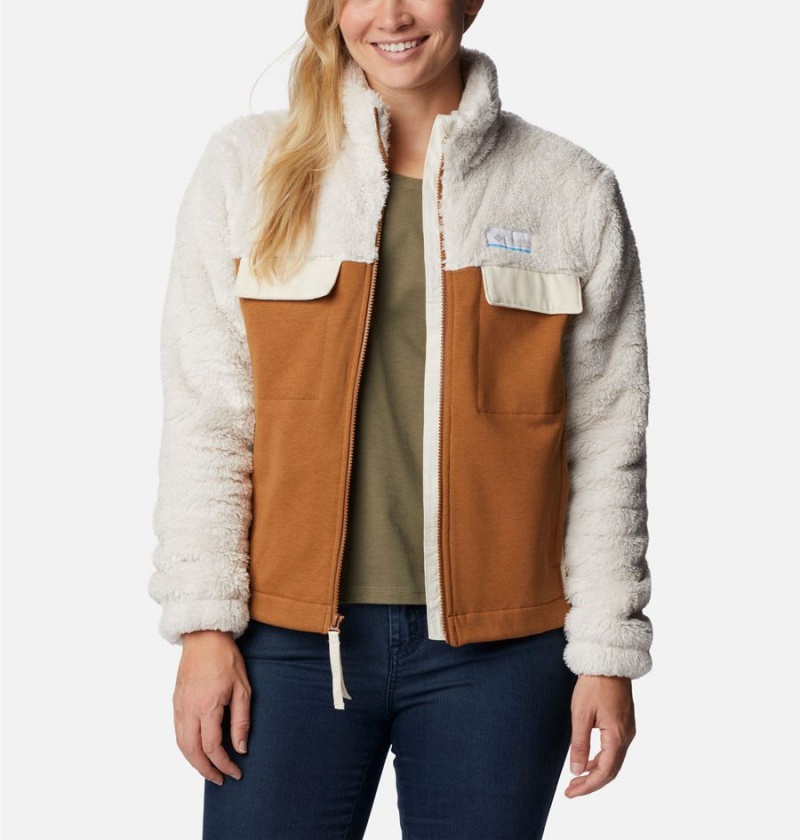 Brown Women's Columbia Lodge Hybrid Sherpa Full Zip Fleece Jacket | TXZAP-3765