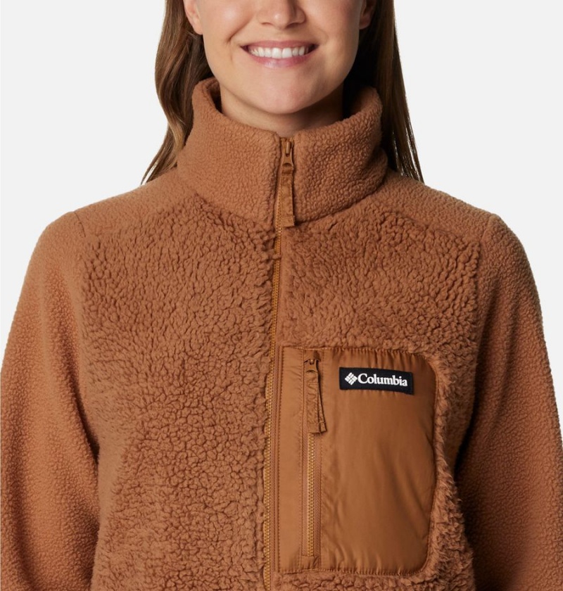 Brown Women's Columbia Lodge Sherpa Full Zip Fleece Jacket | BWQMC-3721