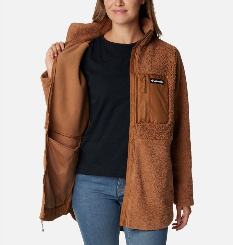 Brown Women's Columbia Lodge Sherpa Full Zip Fleece Jacket | BWQMC-3721