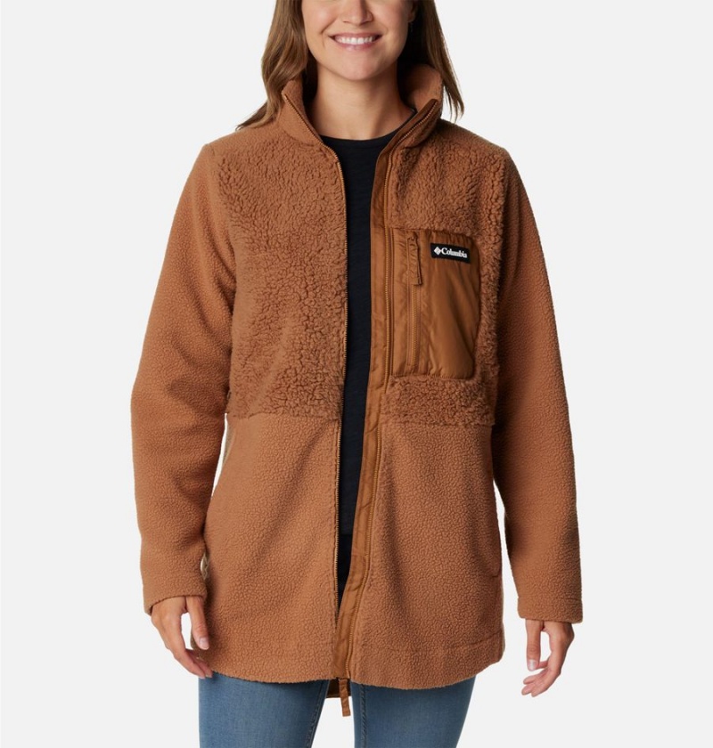 Brown Women's Columbia Lodge Sherpa Full Zip Fleece Jacket | BWQMC-3721