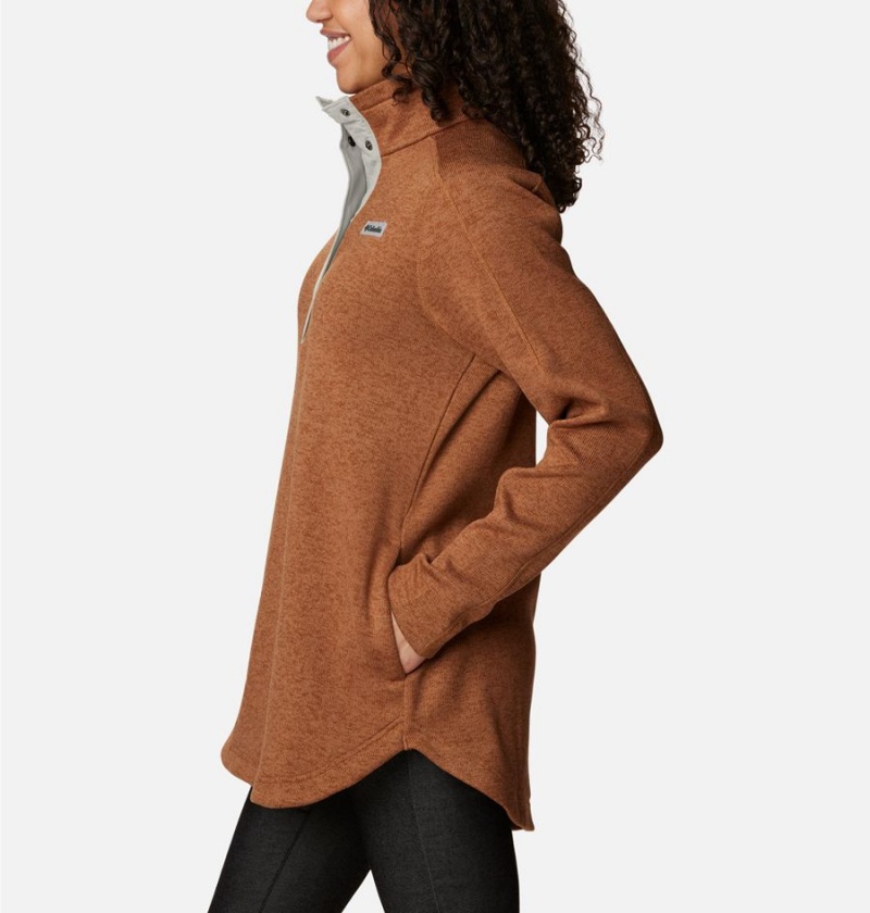 Brown Women's Columbia Sweater Weather Fleece Tunic Pullover | YMEBG-1384