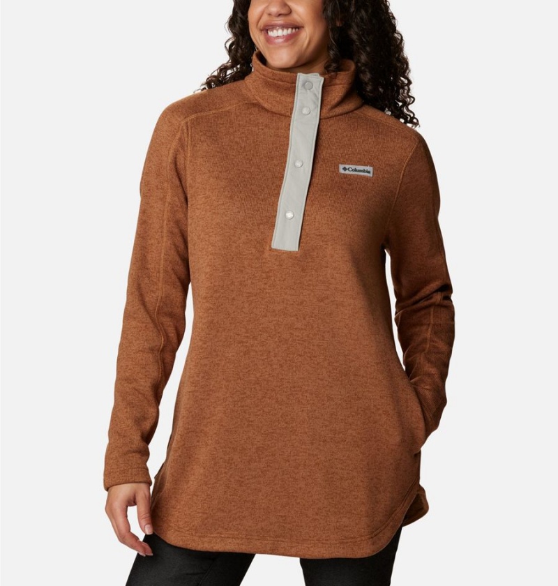 Brown Women's Columbia Sweater Weather Fleece Tunic Pullover | YMEBG-1384