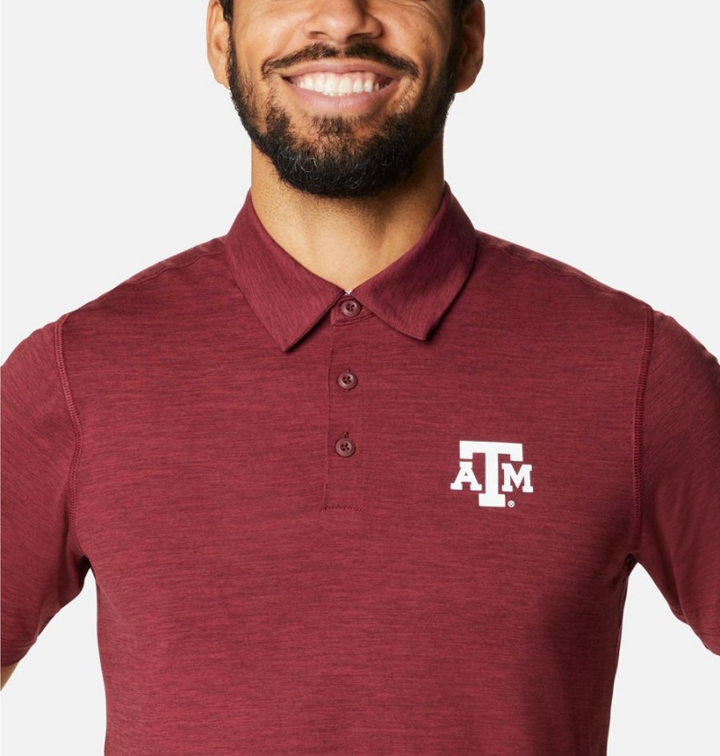 Burgundy Men's Columbia Collegiate Tech Trail - Texas A&M Polo Shirt | FRYXW-6183