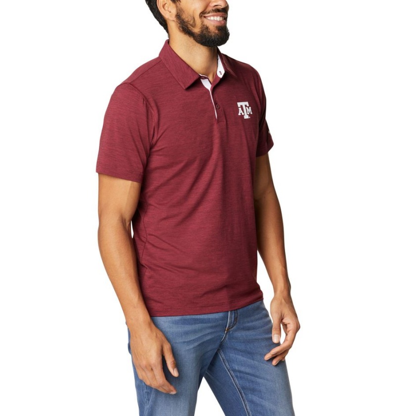 Burgundy Men's Columbia Collegiate Tech Trail - Texas A&M Polo Shirt | FRYXW-6183