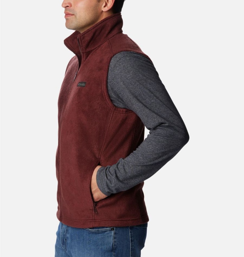 Burgundy Men's Columbia Steens Mountain Fleece Vest | QAMDN-0538