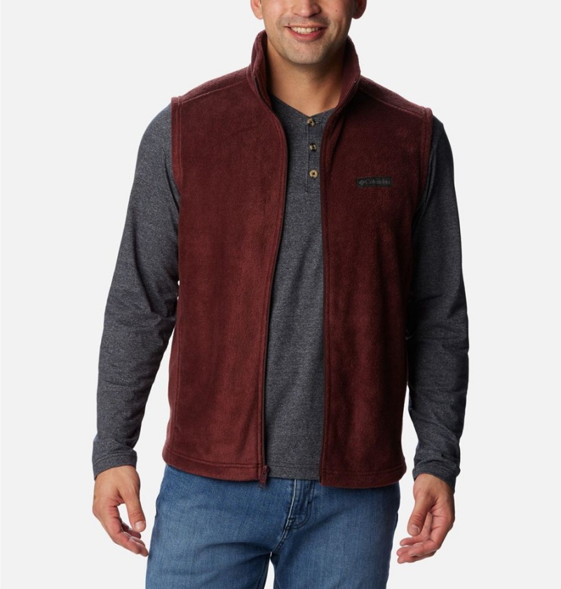 Burgundy Men's Columbia Steens Mountain Fleece Vest | QAMDN-0538