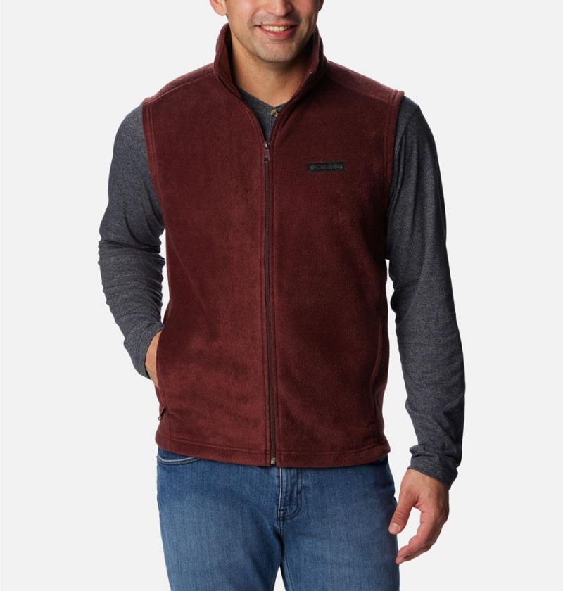 Burgundy Men\'s Columbia Steens Mountain Fleece Vest | QAMDN-0538