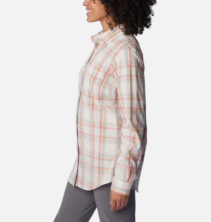 Coral Women's Columbia Anytime Patterned Long Sleeve Shirt | FEHAZ-7123